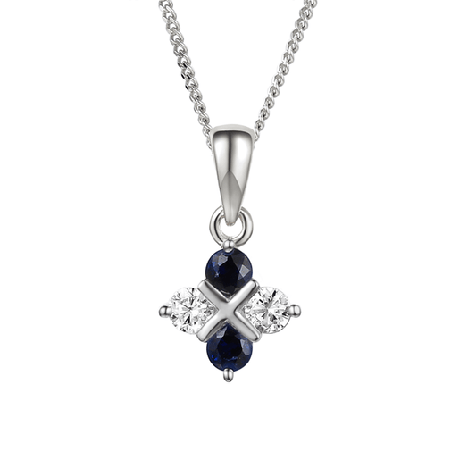 Silver, Sapphire and Cubic Zirconia pendant