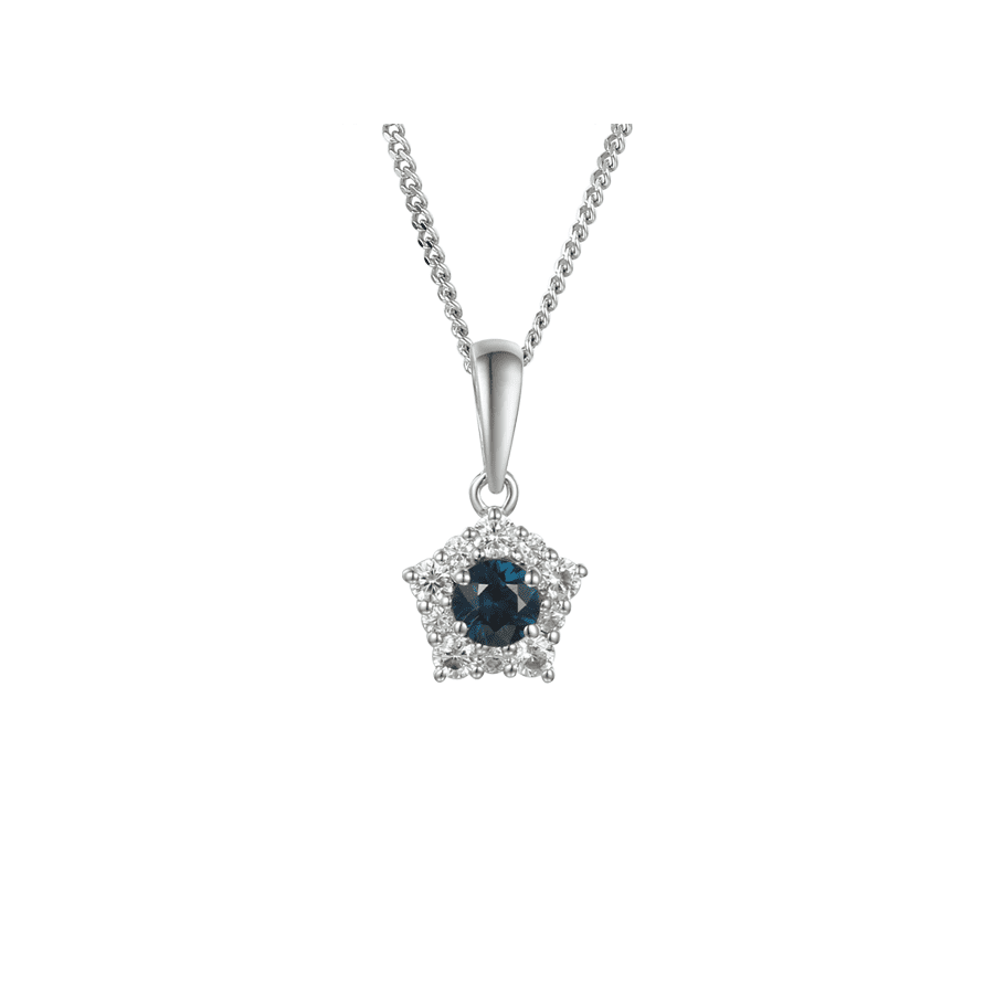 silver, sapphire and cubic zirconia star pendant