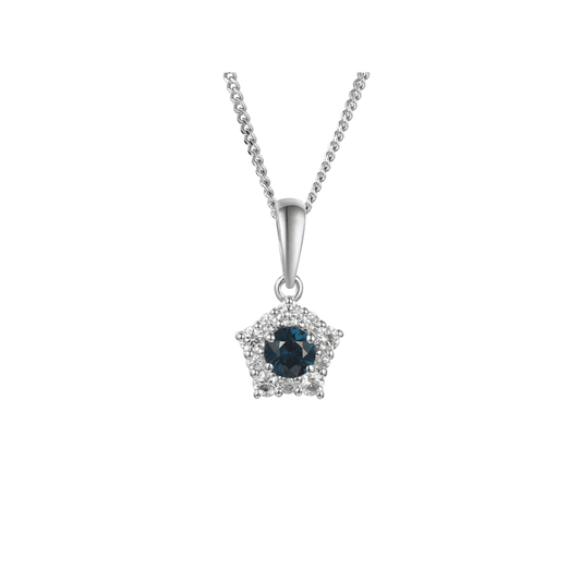 silver, sapphire and cubic zirconia star pendant