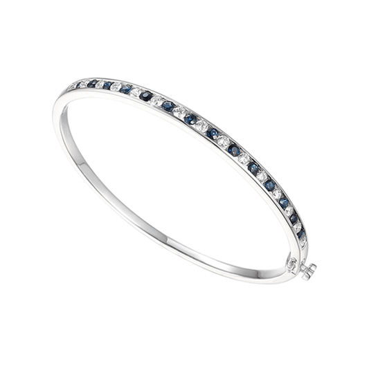 Silver, Sapphire and Cubic Zirconia bangle