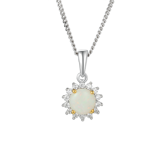 Silver, Opal and Cubic Zirconia pendant