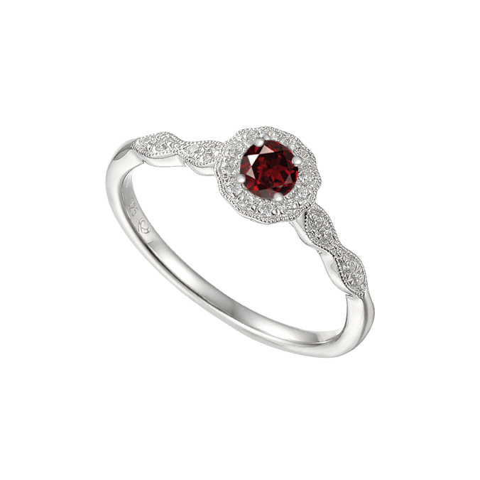 Silver, cubic zirconia and Garnet ring