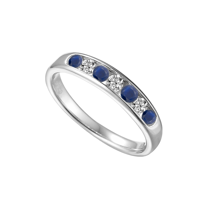 Silver, sapphire and cubic zirconia eternity style ring