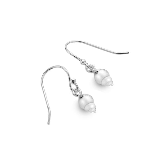 Silver conch shell drop earrings
