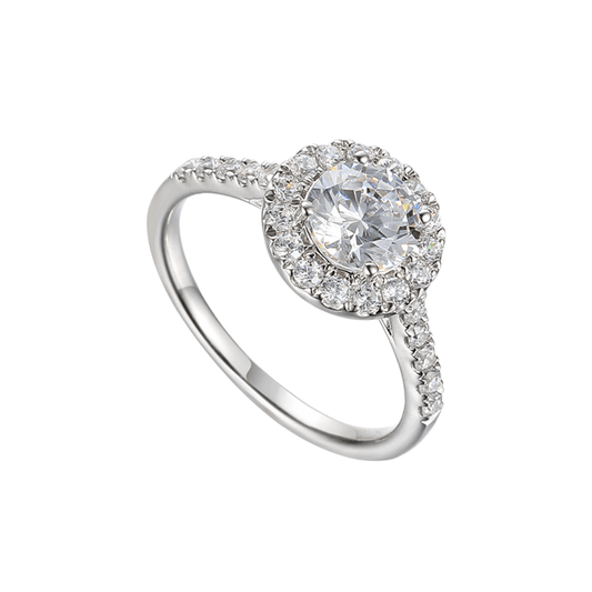 Silver and cubic zirconia ring