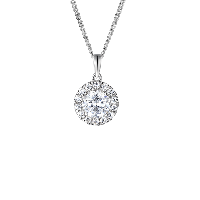 Silver and Cubic Zirconia cluster pendant on a Silver chain