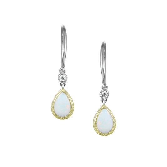 Silver, opal and cubic zirconia teardrop earrings