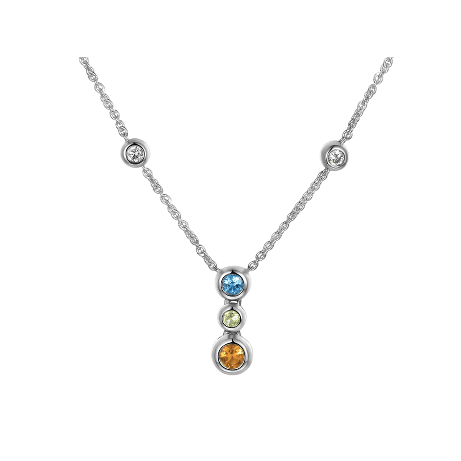 Silver, Blue Topaz, Citrine, Peridot & Cubic Zirconia pendant
