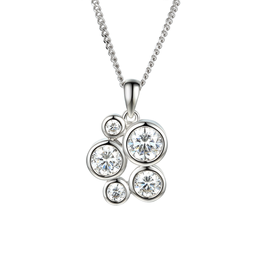 Silver and Cubic Zirconia bubble style pendant on a silver chain