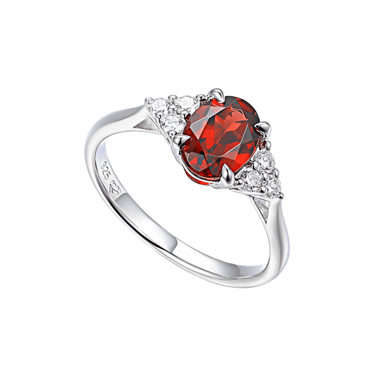 Silver, cubic zirconia and Garnet ring