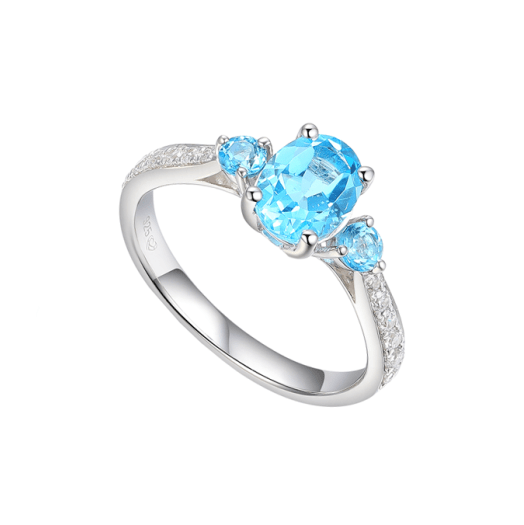 Silver, cubic zirconia and blue topaz ring