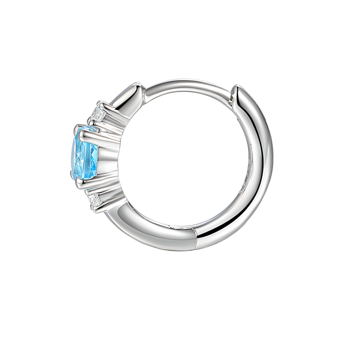 Silver and Blue Topaz small hoop earrings with Cubic Zirconia detail