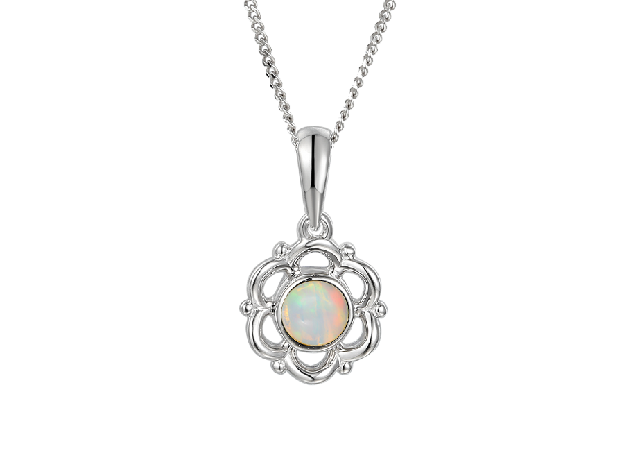 Silver & Opal pendant on a 16-18'' Silver chain