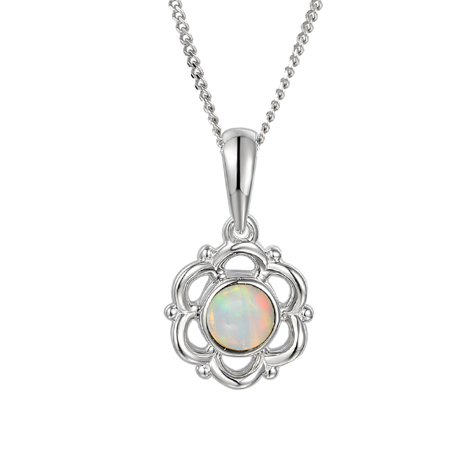 Silver & Opal pendant on a 16-18'' Silver chain