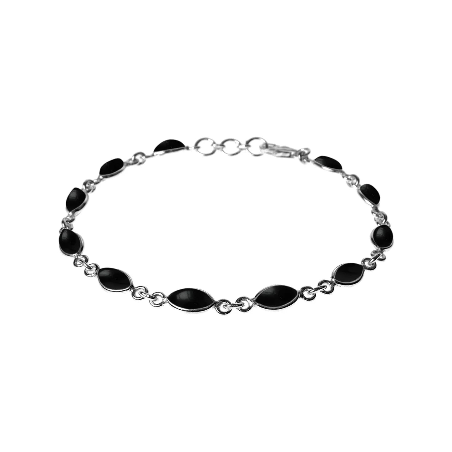 Silver and Black Onyx marquise bracelet.