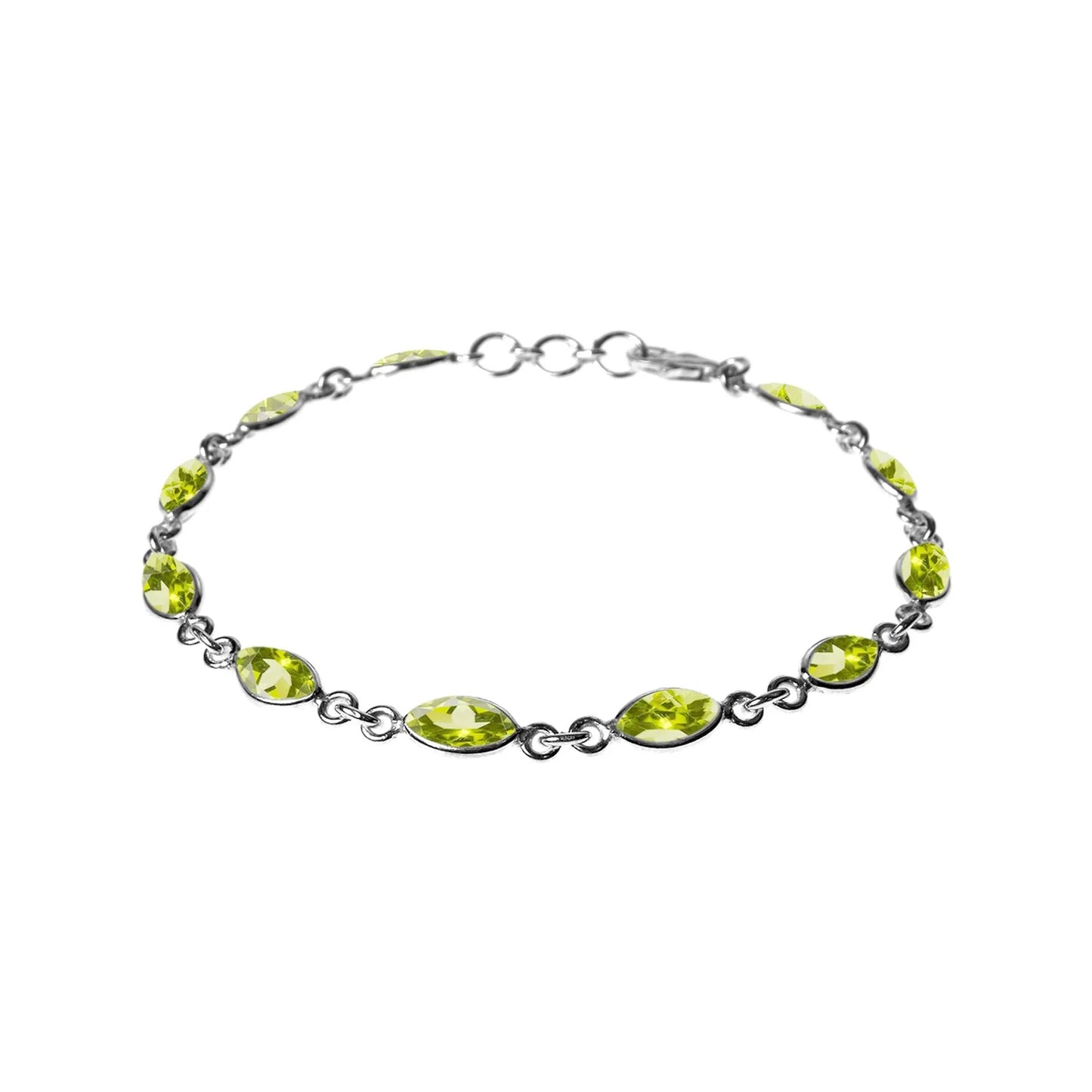 Silver and Peridot marquise bracelet.
