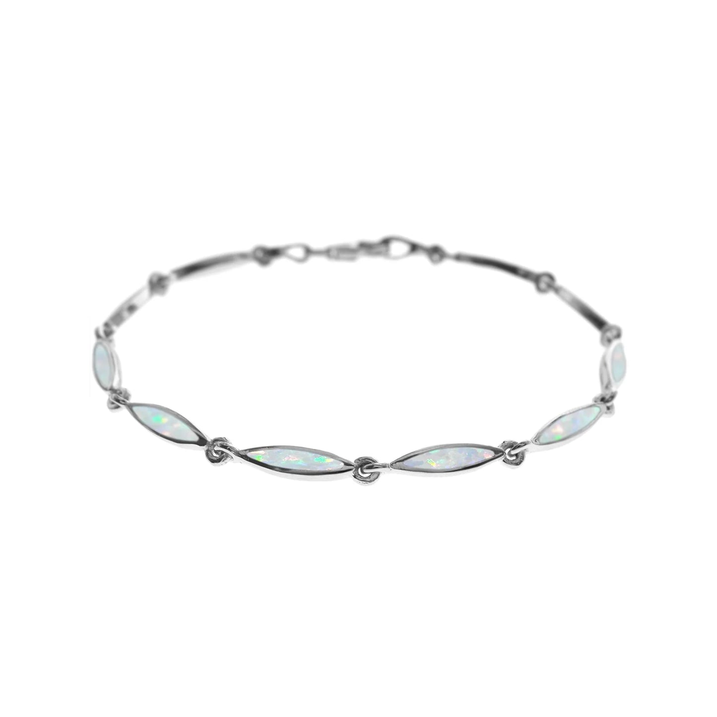 Silver and white Opalique marquise cut bracelet