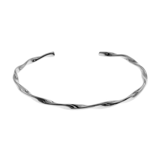 Silver twisted torque bangle.
