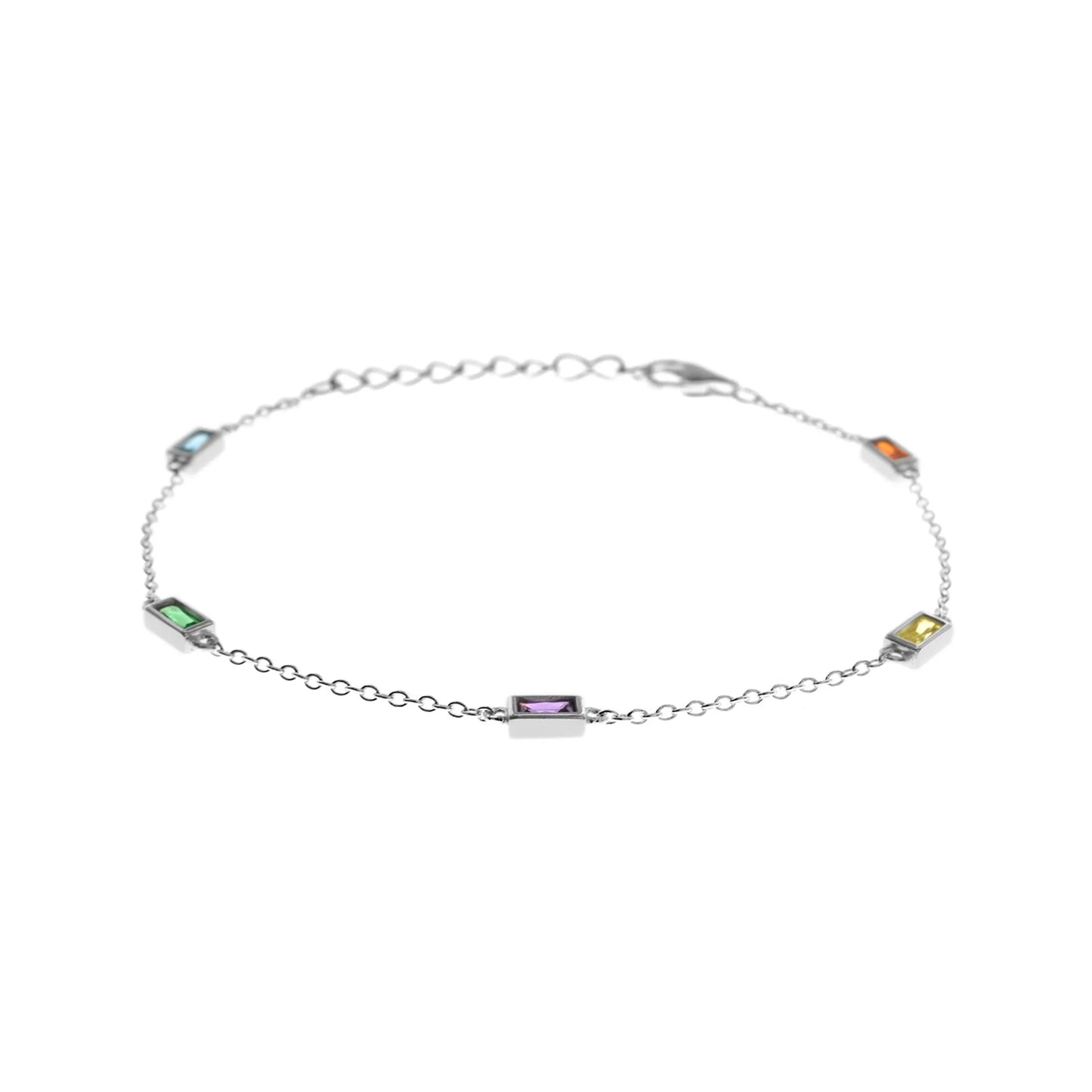 Silver and baguette cut cubic zirconia bracelet