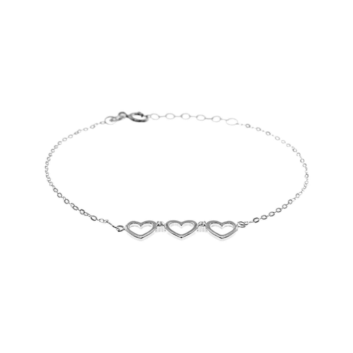 Silver & Cubic Zirconia triple heart bracelet.