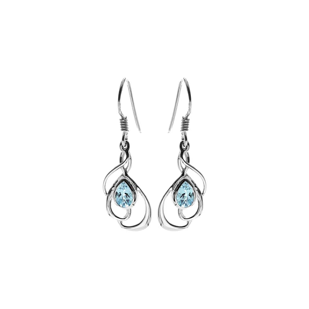 Silver and Blue Topaz Drop Earrings