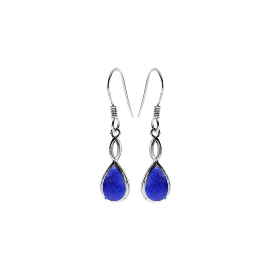 Silver and Lapis Lazuli drop earrings.