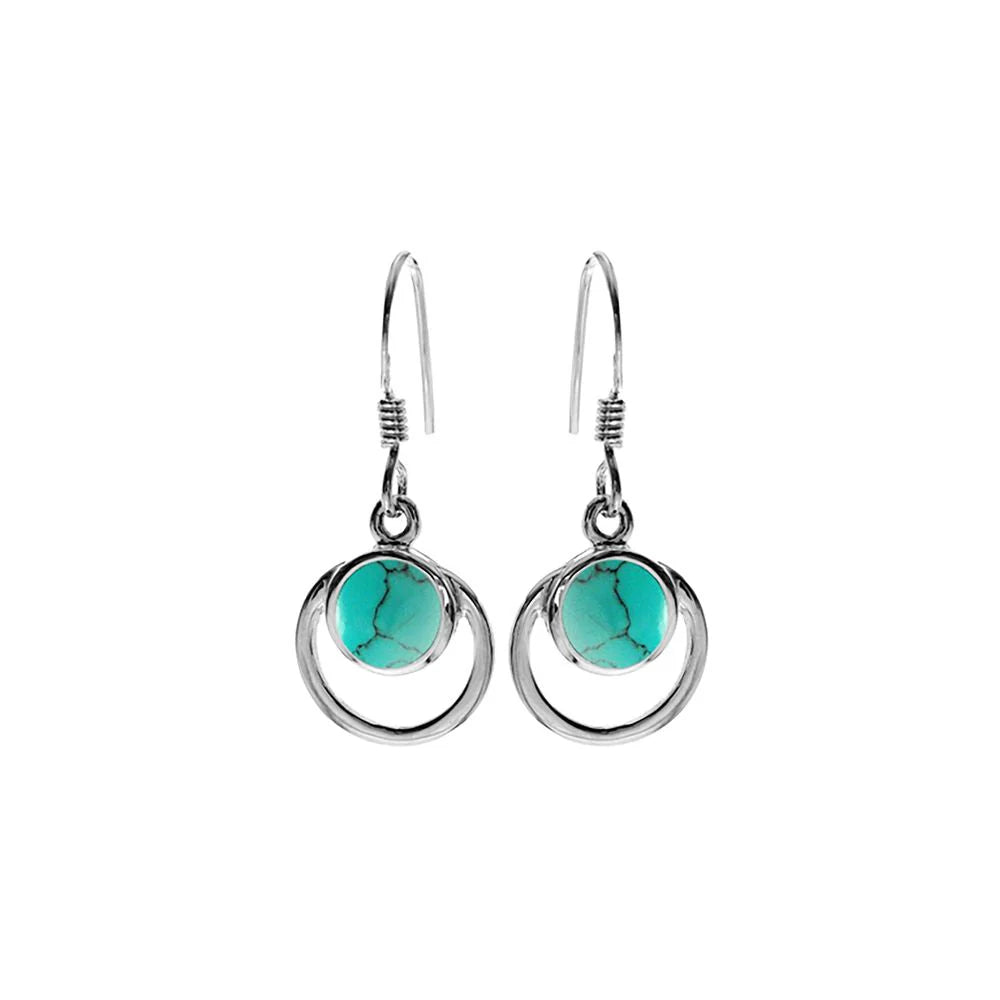 Silver and Turquoise Drop Earrings.