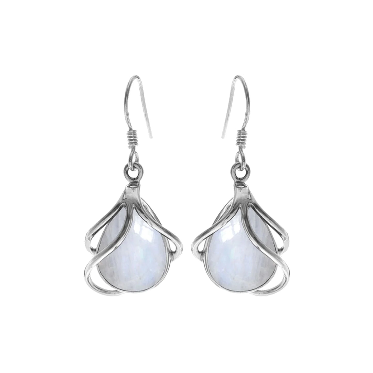 Silver and Rainbow Moonstone teardrop pendant.