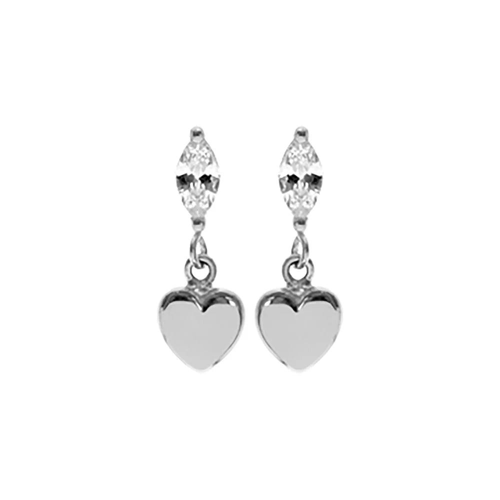 Silver heart drops with marquise Cubic Zirconia.