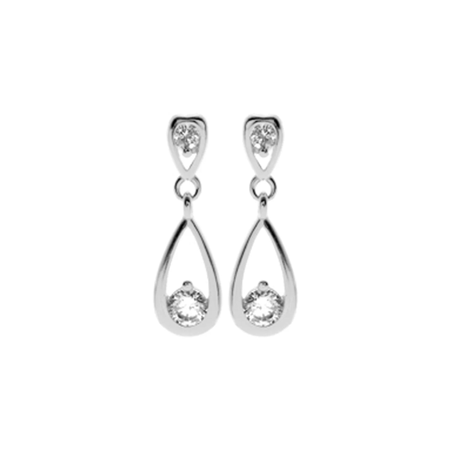 Silver and Cubic Zirconia inverted teardrop stud earrings