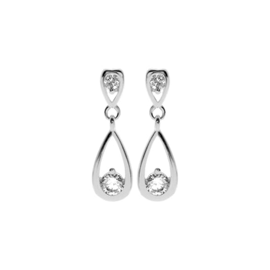 Silver and Cubic Zirconia inverted teardrop stud earrings