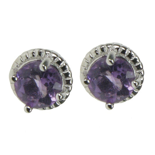Silver And Amethyst claw stud Earrings