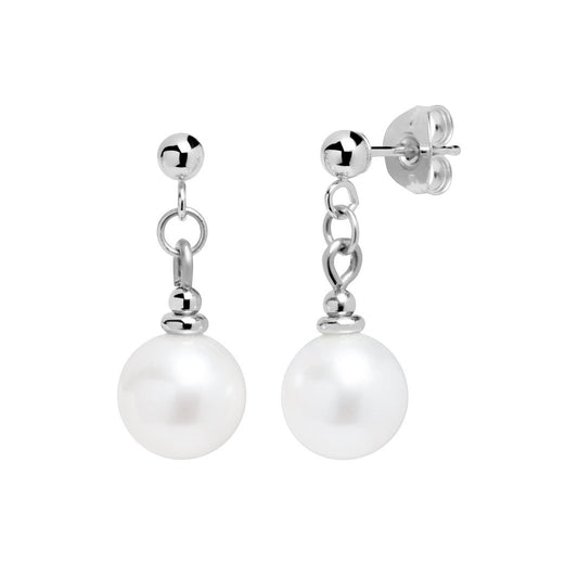 Silver and White freshwater pearl earrings