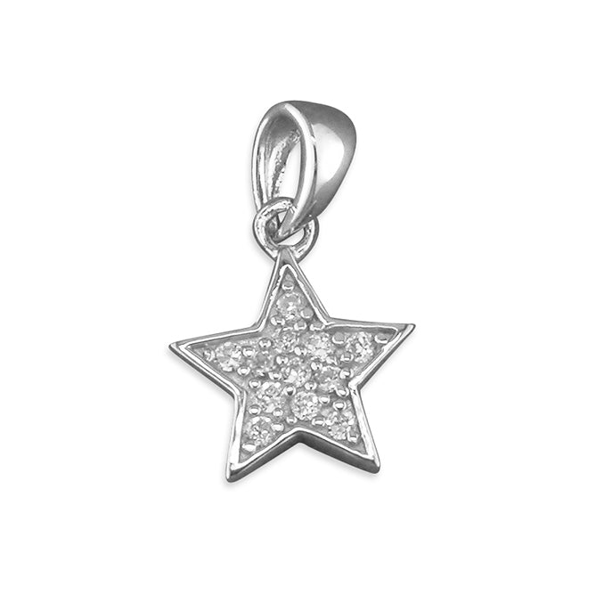 silver and cubic zirconia star stud earrings and pendant set