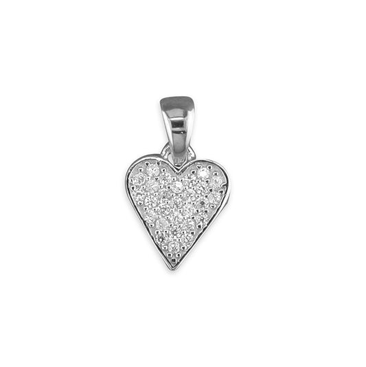 Silver and cubic zirconia heart earrings and pendant set