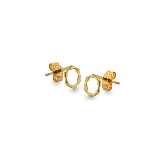 9ct Gold hexagonal open cut stud earrings