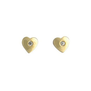 9ct Gold and Cubic Zirconia heart stud earrings