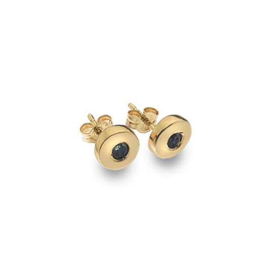 9ct Gold and Sapphire round stud earrings