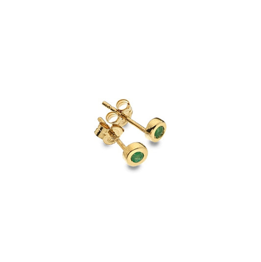 9ct gold and Emerald round stud earrings