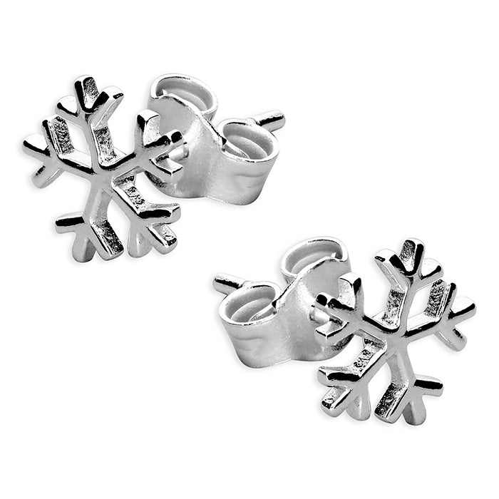 Silver Small snowflake stud earrings