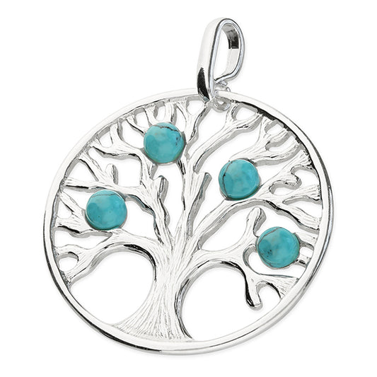 Silver and turquoise 'Tree of Life' medallion