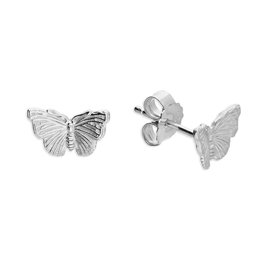 Silver small butterfly stud earrings
