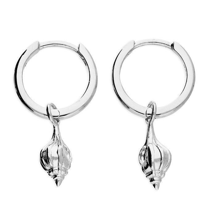 silver conch shell drop earrings