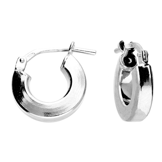 Single Silver square tube hinged huggie earring