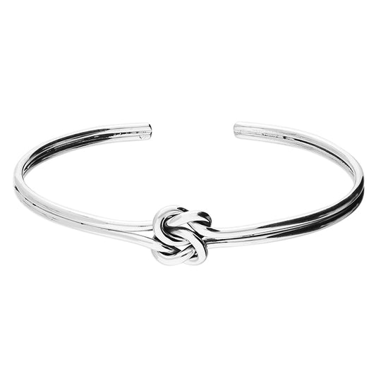 Silver double twisted knot bangle