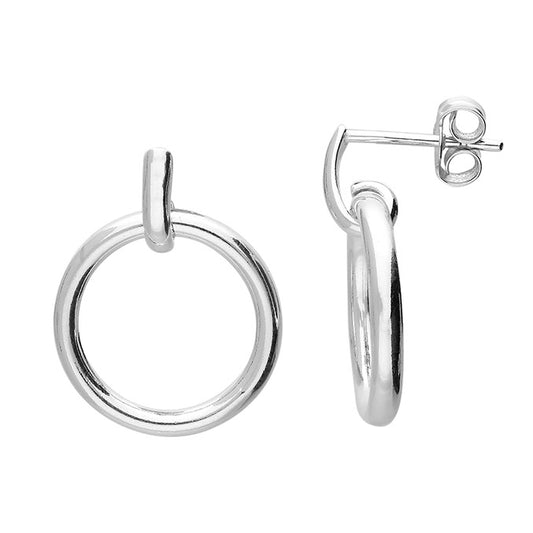 SILVER PLAIN OPEN CIRCLE STUD EARRINGS