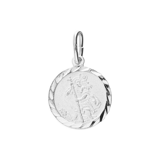 Silver round St Christopher pendant.