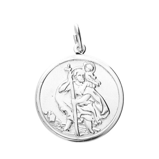 Silver St Christopher Plain round single sided.