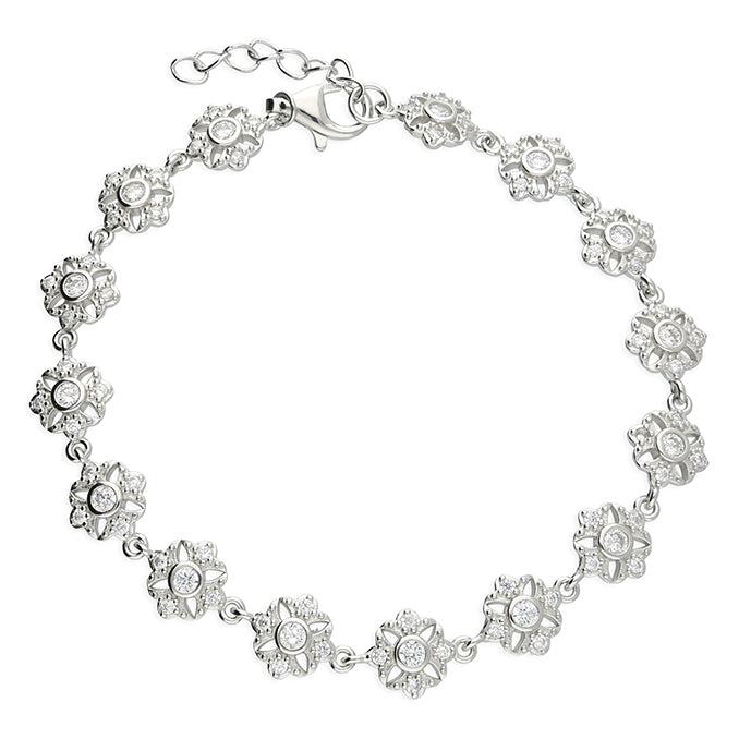 Silver and cubic zirconia vintage style bracelet