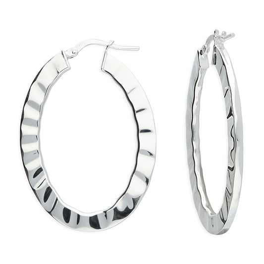 SILVER LARGE OVAL HOOP EARRINGS